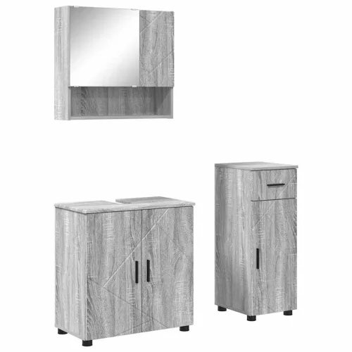  Fürdőszoba bútor szett 3 pcs Szürke sonoma 61 x 35 x 64 cm