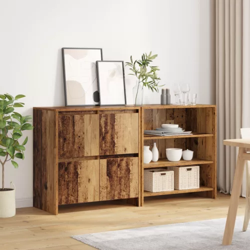  Széf polcokkal ajtóval 2 pcs Régi fa 70 x 41 x 75 cm Faanyag
