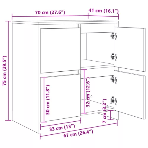 Széf polcokkal ajtóval 2 pcs Régi fa 70 x 41 x 75 cm Faanyag