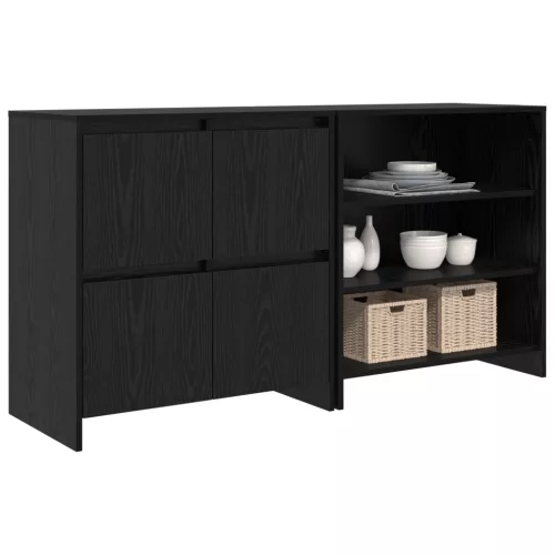  Széf polcokkal ajtóval 2 pcs Musta tammi 70 x 41 x 75 cm Faanyag