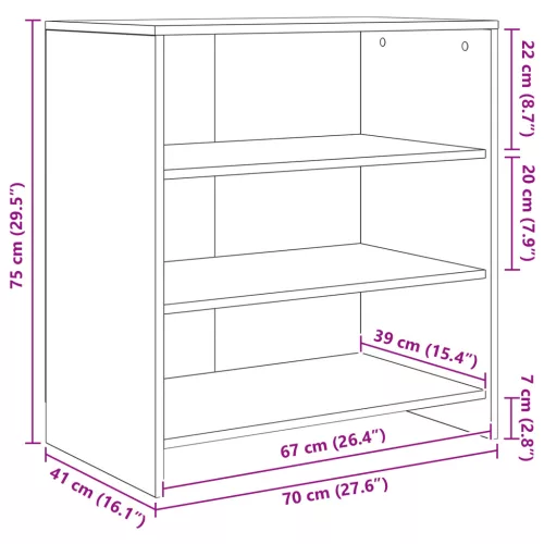  Széf polcokkal ajtóval 2 pcs kézműves tölgy 70 x 41 x 75 cm Faanyag