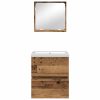  Fürdőszoba bútor szett 3 pcs Régi fa és Fehér Közepes Faanyag