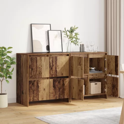  Széf ajtóval 2 pcs Régi fa 70 x 41 x 75 cm Faanyag
