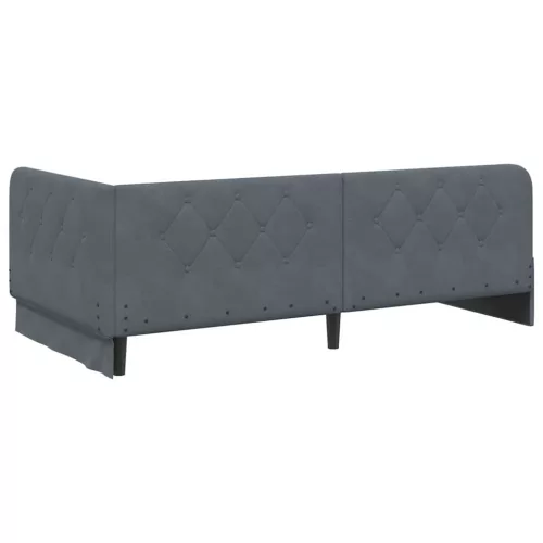  Sarokágy keret matracmal Sötétszürke 90 x 200 cm Bársony