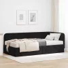  Sarokágy keret matracmal Fekete 100 x 200 cm Bársony
