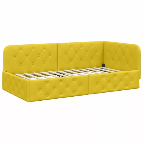  Sarokágy keret matracmal fejtámlával Sárga 100 x 200 cm Bársony