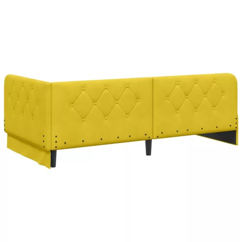  Sarokágy keret matracmal fejtámlával Sárga 100 x 200 cm Bársony