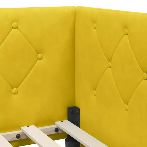  Sarokágy keret matracmal fejtámlával Sárga 100 x 200 cm Bársony