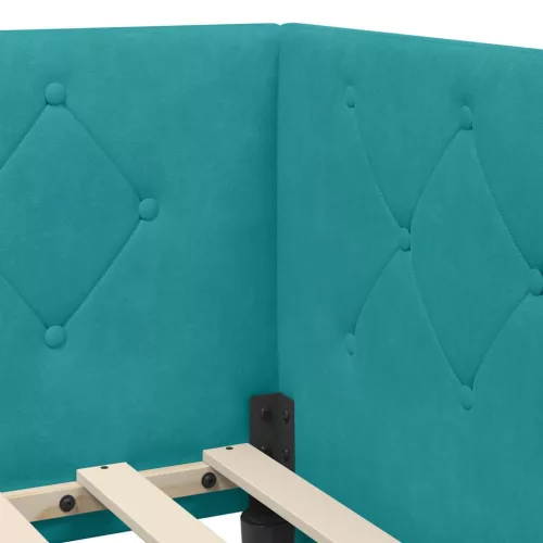  Sarokágy keret matracmal Türkiz 100 x 200 cm Bársony