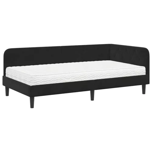  Sarokágy keret matracmal Fekete 100 x 200 cm Bársony