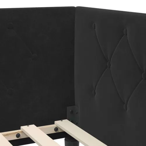  Sarokágy keret matracmal Fekete 100 x 200 cm Bársony