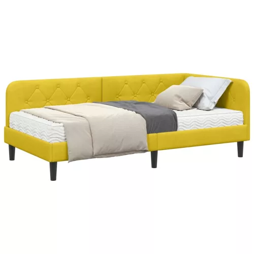  Sarokágy keret matracmal fejtámlával Sárga 100 x 200 cm Bársony