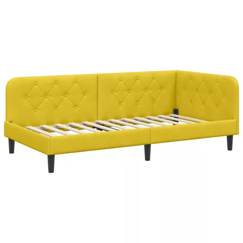  Sarokágy keret matracmal fejtámlával Sárga 100 x 200 cm Bársony