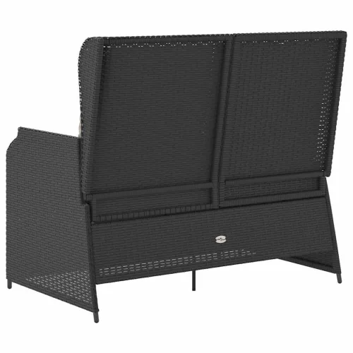  Kerti pad párnával Fekete Poli rattan