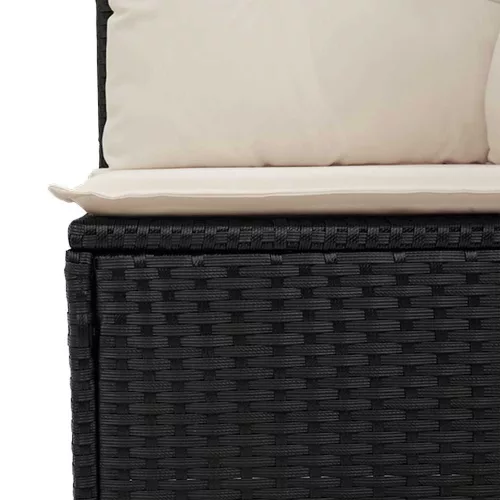  Kerti pad párnával Fekete Poli rattan
