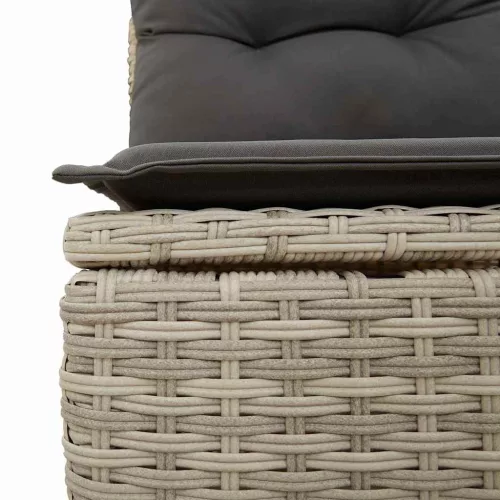  Kerti pad párnával Világosszürke Poli rattan