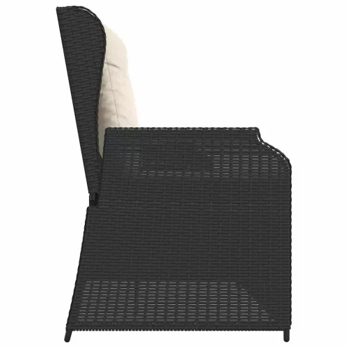  Kerti pad párnával Fekete Poli rattan