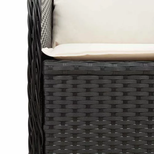  Kerti pad párnával Fekete Poli rattan