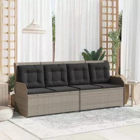  Kerti pad párnával Világosszürke Poli rattan