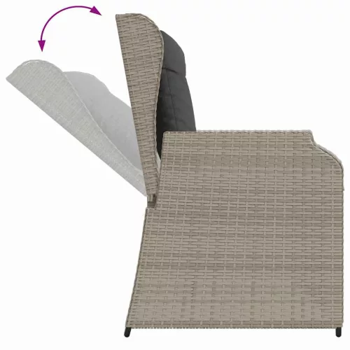  Kerti pad párnával Világosszürke Poli rattan