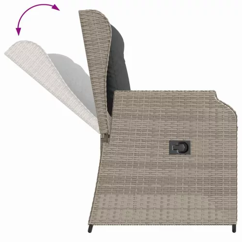  Kerti pad párnával Világosszürke Poli rattan