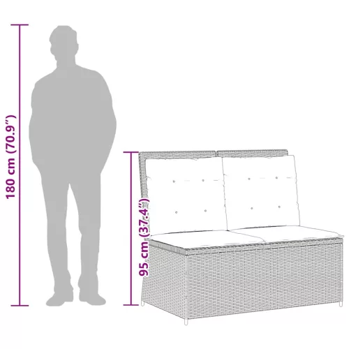  Kerti pad párnával Szürke Poli rattan