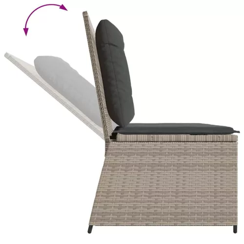  Kerti pad párnával Világosszürke Poli rattan