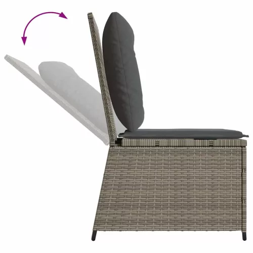  Kerti kanapé párnával Szürke Poli rattan