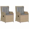  Kerti pad párnával 2 pcs Bézs Poli rattan