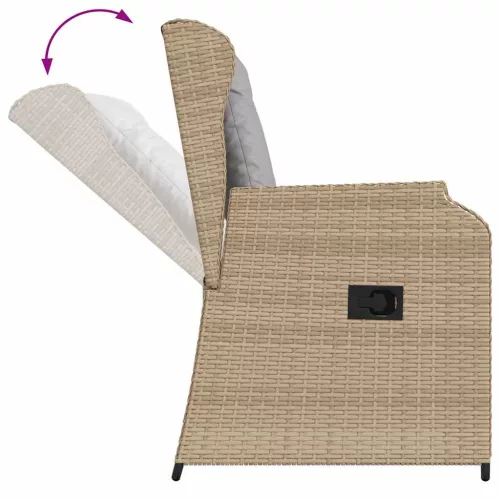  Kerti pad párnával 2 pcs Bézs Poli rattan