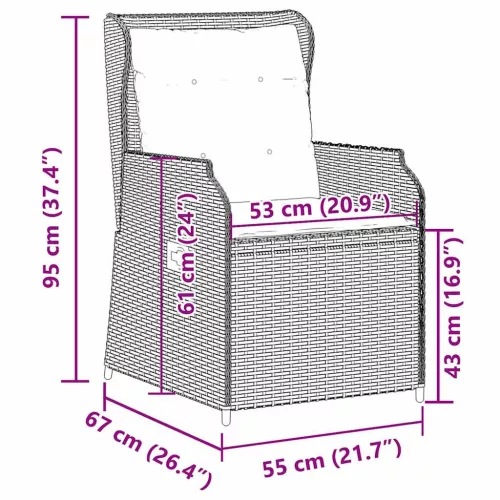  Kerti pad párnával 2 pcs Bézs Poli rattan