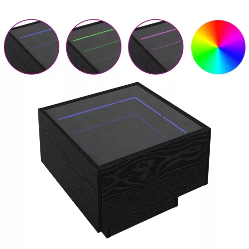  Tárolószekrény Musta tammi 40 x 40 x 30 cm Műanyag fa, Üveg