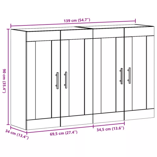 Fali Szekrény 2 db Artisan Tölgy 69.5 x 34 x 90 cm Műanyag