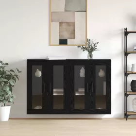    Fali Szekrények 2 pcs Musta tammi 69.5 x 34 x 90 cm Faanyag