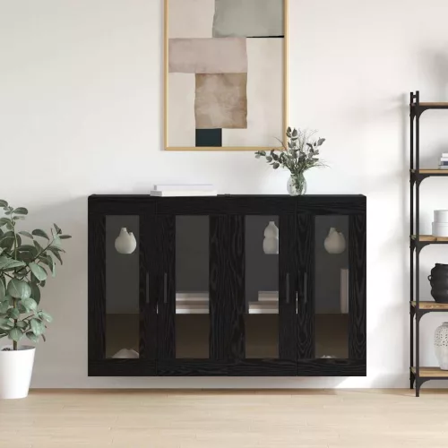  Fali Szekrények 2 pcs Musta tammi 69.5 x 34 x 90 cm Faanyag