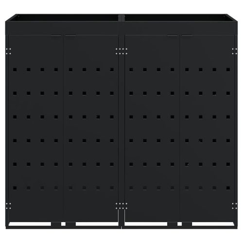  Gurulós kuka tároló 2 kukához Fekete 136 x 77,5 x 121,5 cm