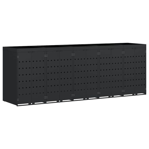  Gurulós kuka tároló 5 kukához Fekete 340 x 77,5 x 121,5 cm