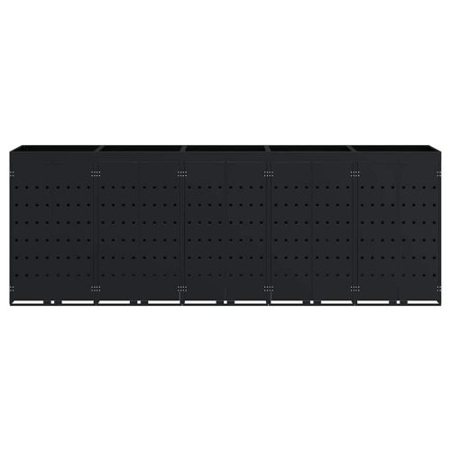  Gurulós kuka tároló 5 kukához Fekete 340 x 77,5 x 121,5 cm