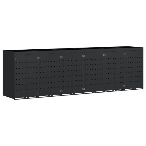  Gurulós kuka tároló 6 kukához Fekete 408 x 77,5 x 121,5 cm