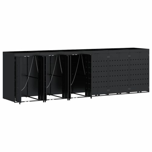  Gurulós kuka tároló 6 kukához Fekete 408 x 77,5 x 121,5 cm