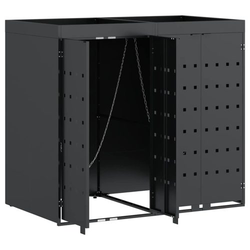  Gurulós kuka tároló 2 kukához Antracit 136 x 77,5 x 121,5 cm