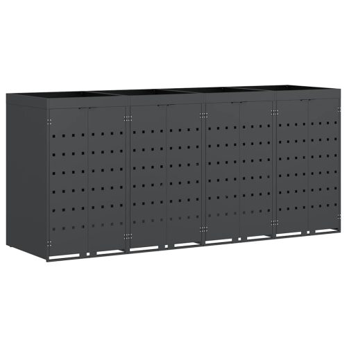  Gurulós kuka tároló 4 kukához Antracit 272 x 77,5 x 121,5 cm