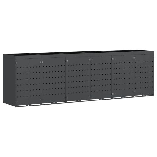  Gurulós kuka tároló 6 kukához Antracit 408 x 77,5 x 121,5 cm