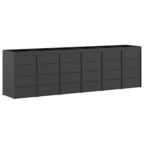  Gurulós kuka tároló 6 kukához Antracit 408 x 77,5 x 121,5 cm