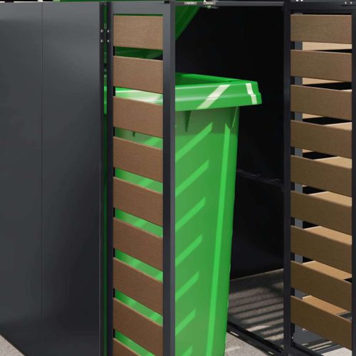  Gurulós kuka tároló 3 kukához Antracit 340 x 77.5 x 115.5 cm