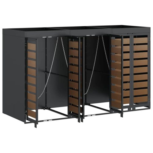  Gurulós kuka tároló 3 kukához Antracit 340 x 77.5 x 115.5 cm