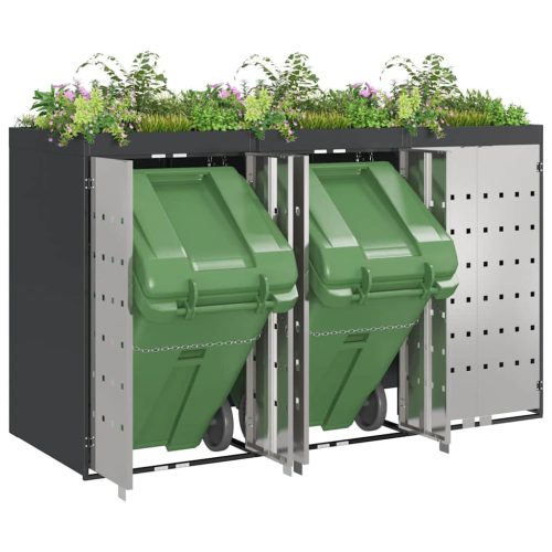  Gurulós kuka tároló 3 kukához Antracit 340 x 77.5 x 115.5 cm