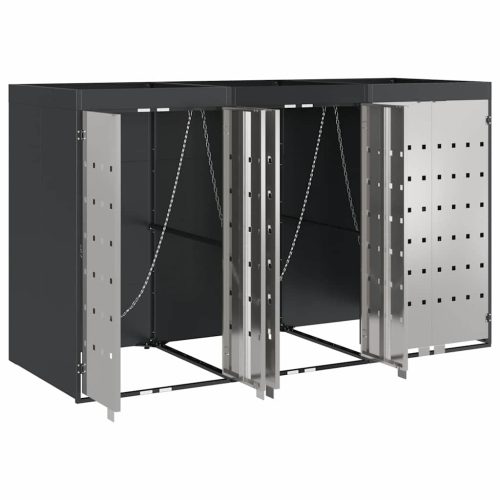  Gurulós kuka tároló 3 kukához Antracit 340 x 77.5 x 115.5 cm