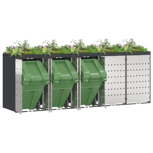  Gurulós kuka tároló 3 kukához Antracit 340 x 77.5 x 115.5 cm