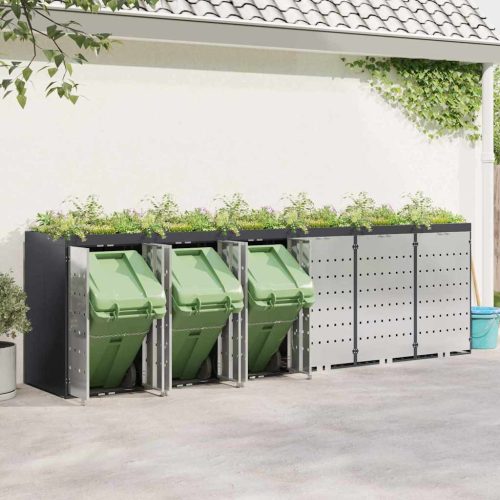  Gurulós kuka tároló 3 kukához Antracit 340 x 77.5 x 115.5 cm